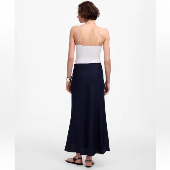 NEW! Madewell Linen Maxi Slip Skirt in Juniper Berry black NU609 $128 size 14 - Picture 3 of 11